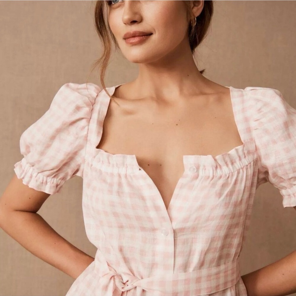 Sleeper Brigette Pink Linen Dress